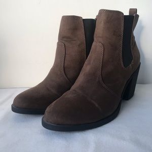 H&M Brown Suede Booties with Chunky Heel